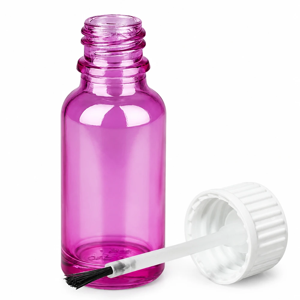 Bouteille pinceau 20ml blanc standard PurpleLine UT18/20 Bouteille cosmétique compacte de 20 ml en violet avec bouchon pinceau pratique