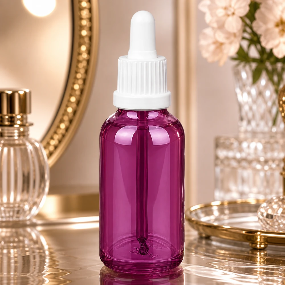 Flacon pipette 30ml blanc originalité bouchon à vis PurpleLine UT18/30 Flacon pipette 30ml Purple Line avec protection UV par verre teinté pour produits sensibles à la lumière