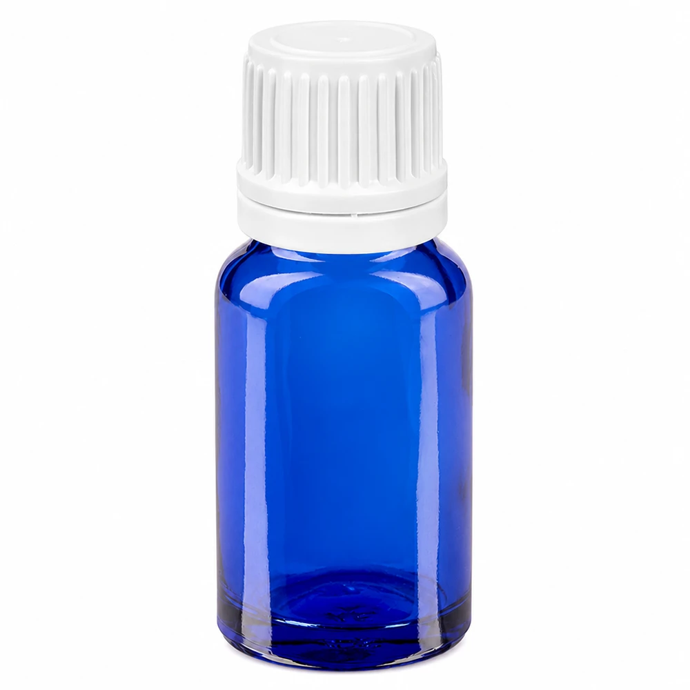Flacon compte-goutte 10ml 0.7mm blanc OV BlueLine UT18/10 Flacon compact en verre 10ml avec bouchon compte-gouttes 0.7mm idéal pour l'aromathérapie