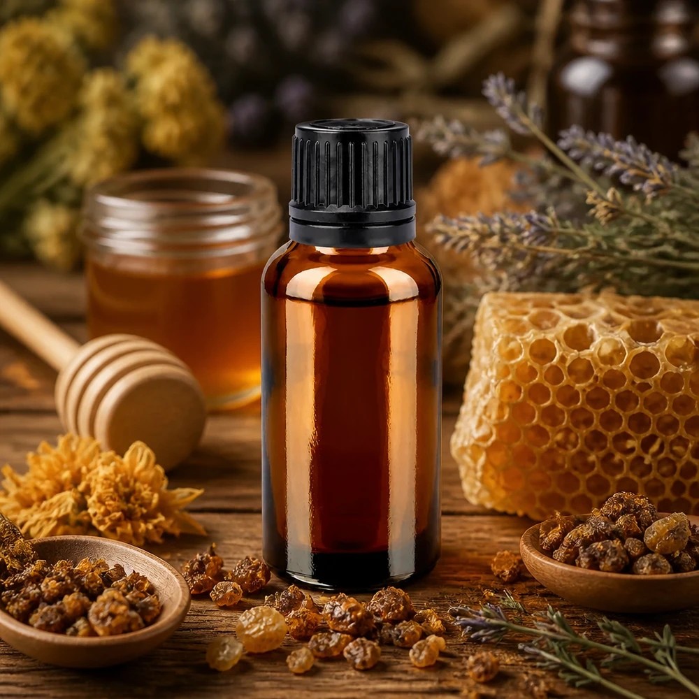 Flacon 30ml 11mm SV noir OV BrownLine UT18/30 Bouteille en verre brun de 30 ml avec bouchon noir robuste, idéale pour la propolis et les extraits naturels.