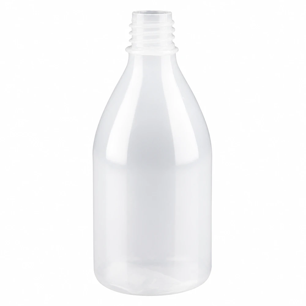 Flacon transparent à col étroit de 100 ml pour laboratoire, de forme cylindrique, en plastique, sans bouchon