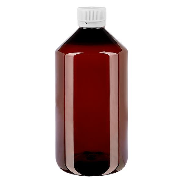 Flacon PET 750ml avec bouchon d'inviolabilité blanc strié Flacon PET 750ml avec bouchon d'inviolabilité blanc strié