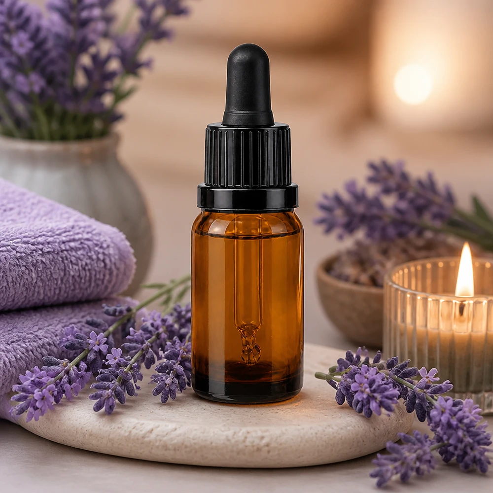 Flacon à pipette 10ml noir OV BrownLine UT18/10 Élégant flacon à pipette de 10 ml en verre brun avec bouchon noir pour l'aromathérapie professionnelle