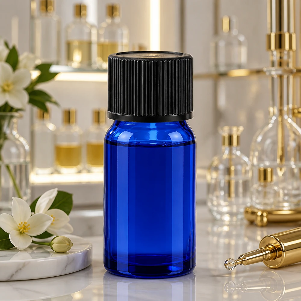 Flacon compte-goutte 5ml 1mm noir STD BlueLine UT18/5 Flacon compte-gouttes de 5 ml en verre robuste avec bouchon noir à l'épreuve des enfants pour une conservation en toute sécurité
