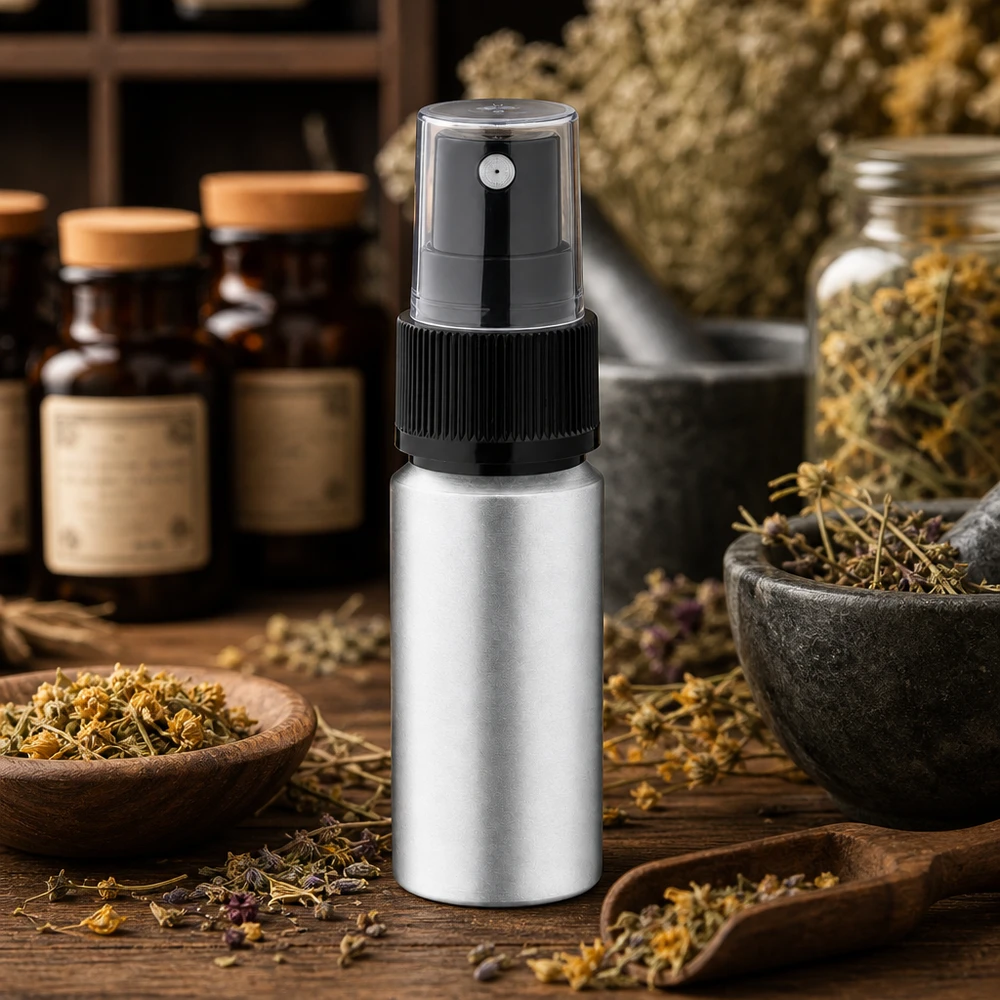 Bouteille en aluminium teinté 20 ml, avec vaporisateur à pompe noir Vaporisateur en aluminium rechargeable de 20 ml au design ergonomique pour une utilisation quotidienne