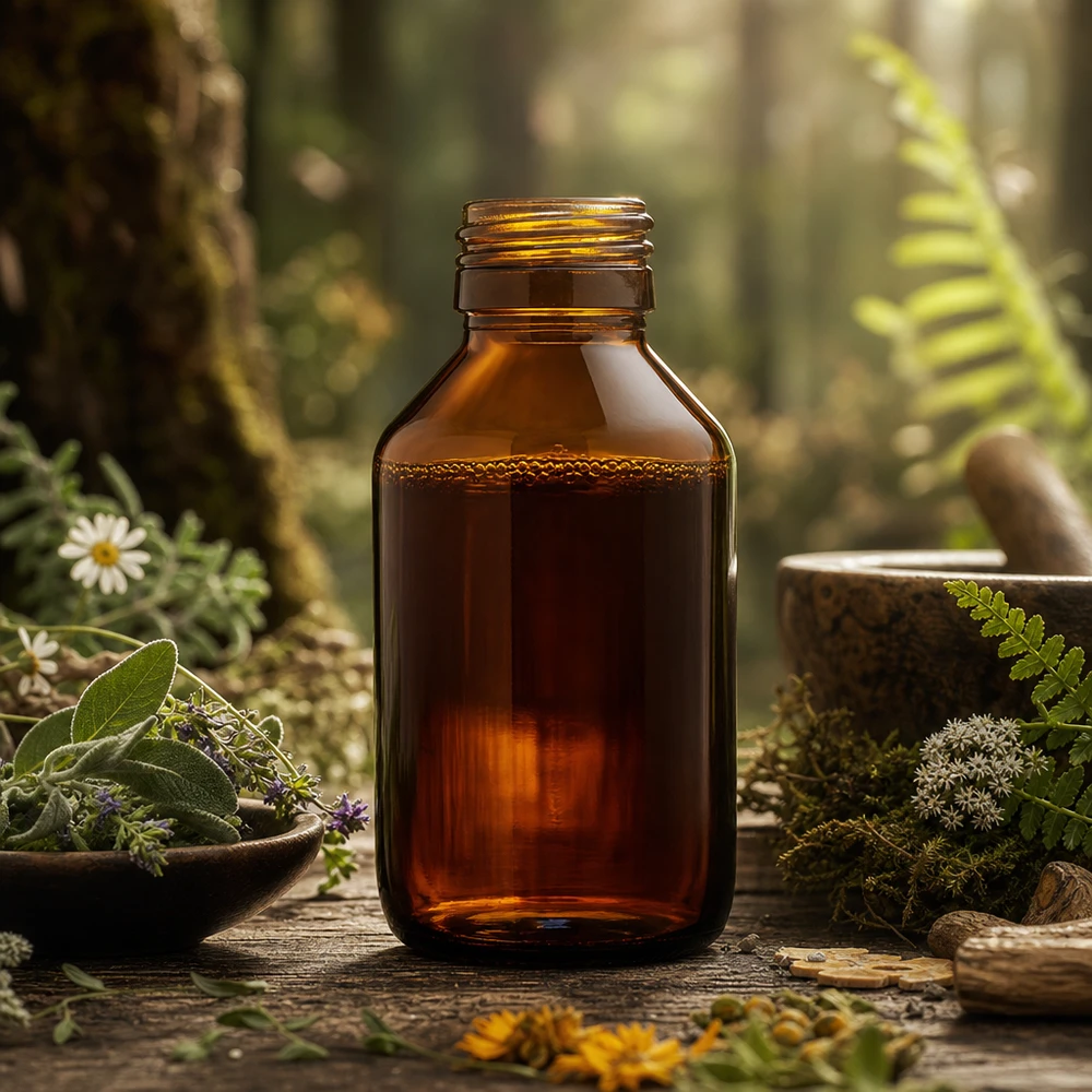 Flacon en verre brun de 100ml avec filetage PP28 idéal pour les préparations homéopathiques et les remèdes naturels