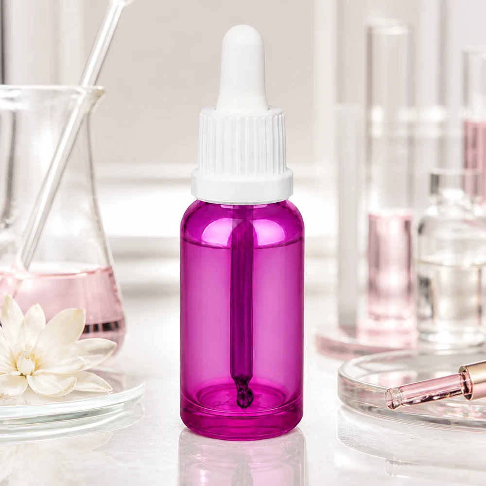 Flacon pipette 20ml blanc originalité bouchon à vis PurpleLine UT18/20 Flacon 20ml avec pipette au design Purple Line pour laboratoire et cosmétique