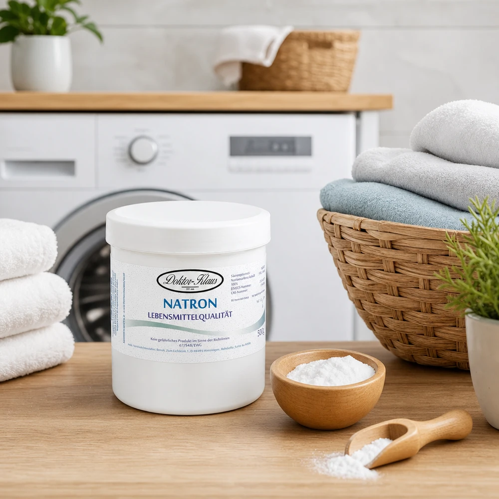 Bicarbonate de sodium Doktor Klaus 500g de poudre blanche dans une boîte de stockage pratique pour un nettoyage écologique