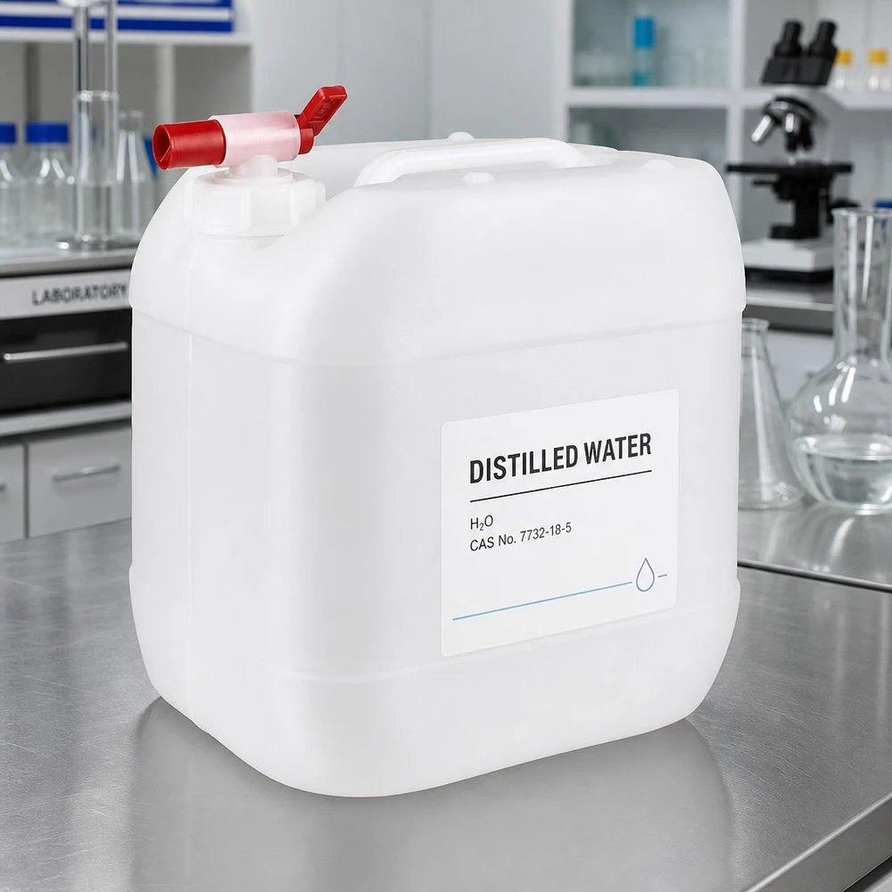 Bidon en plastique robuste de 15 L, muni d'une poignée et d'un robinet de vidange, destiné à une utilisation en laboratoire