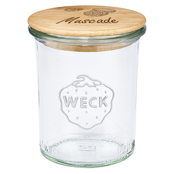 Boîte en bois « Muscade » avec verre WECK plongeant 160 ml