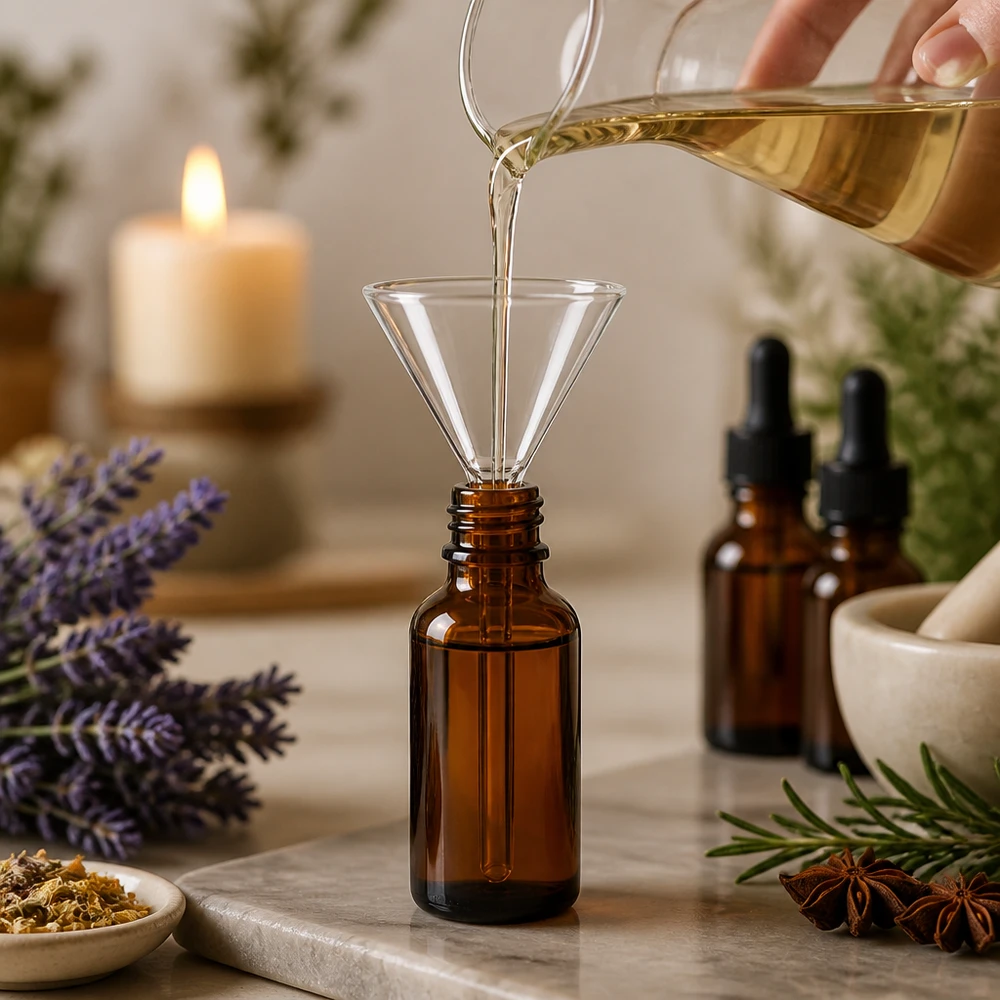 Entonnoir Ø 100mm - verre borosilicate 3.3 - angle 60° Entonnoir en verre de précision 100mm avec manche court pour les applications pharmaceutiques et d'aromathérapie