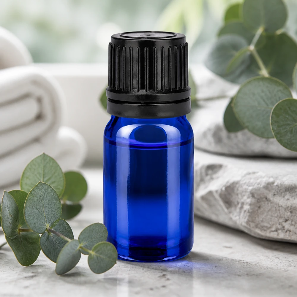 Flacon 5ml 11mm SV noir OV BlueLine UT18/5 Elégant flacon BlueLine de 5ml avec bouchon SV noir pour les essences de qualité supérieure
