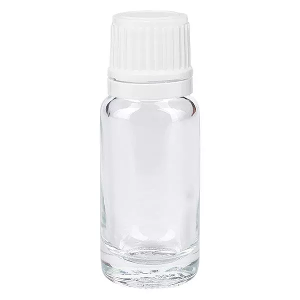 Flacon transparent 10ml bouchon compte-gouttes blanc 1.2mm bouchon inviolabilité Flacon transparent 10ml bouchon compte-gouttes blanc 1.2mm bouchon inviolabilité