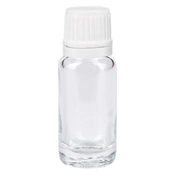 Flacon transparent 10ml bouchon compte-gouttes blanc 1.2mm bouchon inviolabilité Flacon transparent 10ml bouchon compte-gouttes blanc 1.2mm bouchon inviolabilité