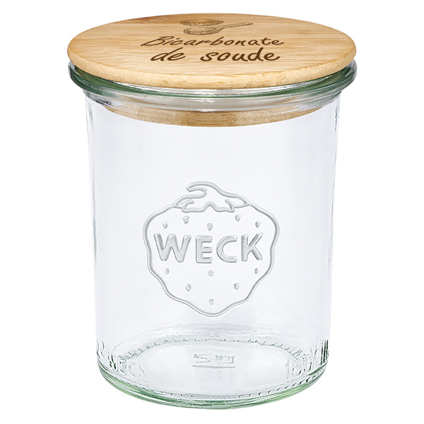 Coffret en bois « Bicarbonate de soude » avec verre renversé