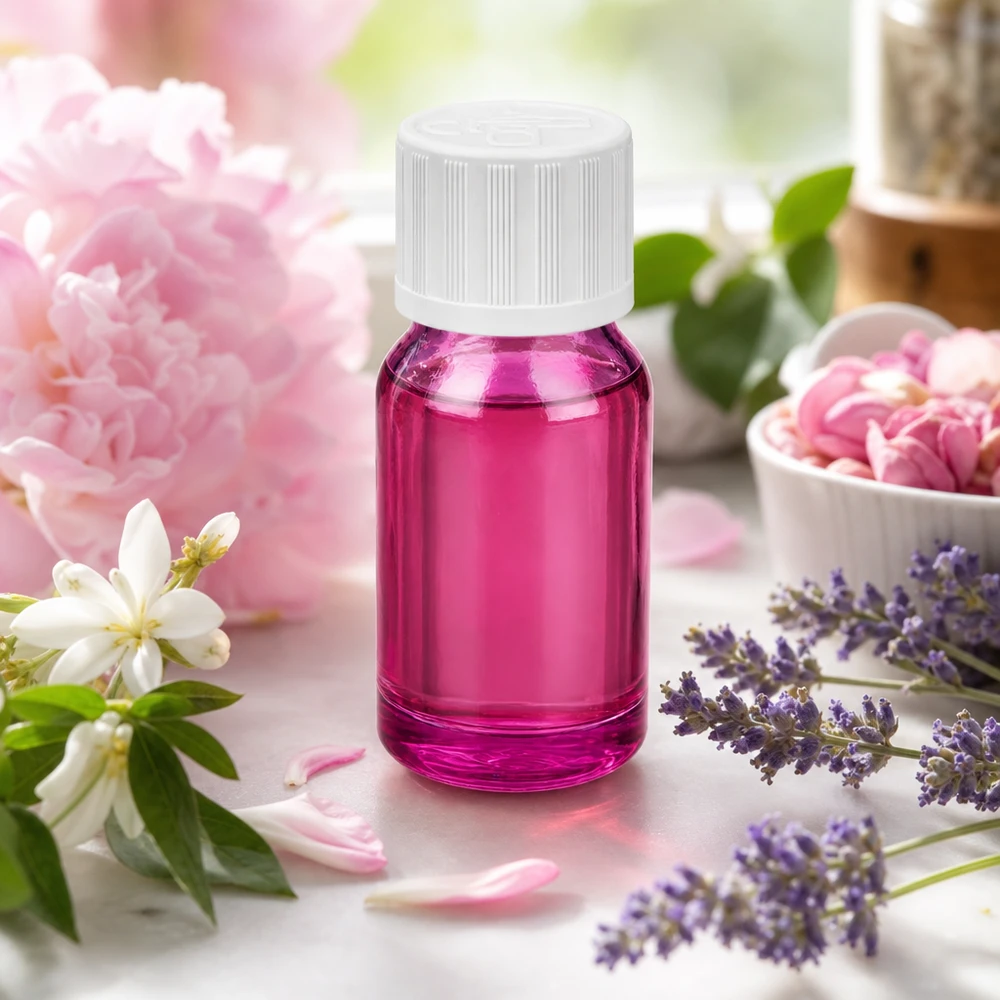 Bouteille 10ml 11mm bouchon à vis blanc standard sécurité enfants PurpleLine UT18/10 Bouteille en verre violet de 10 ml avec filetage UT18/10 parfaite pour les huiles essentielles et les essences