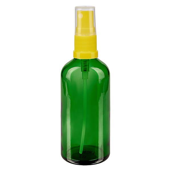 Flacon de pharmacie vert 100ml embout spray jaune