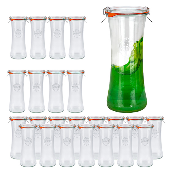 Set de 24 bocaux Weck 700 ml bocal pour délicatesses avec couvercle en verre Set de 24 bocaux Weck 700 ml bocal pour délicatesses avec couvercle en verre