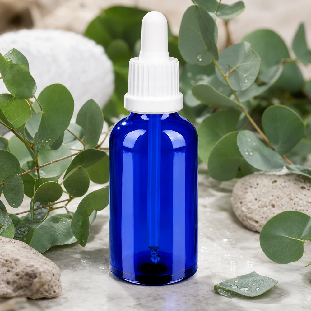 Flacon à pipette 50ml blanc OV BlueLine UT18/50 Flacon compte-gouttes bleu de 50 ml OV BlueLine UT18/50 protège parfaitement les ingrédients sensibles à la lumière