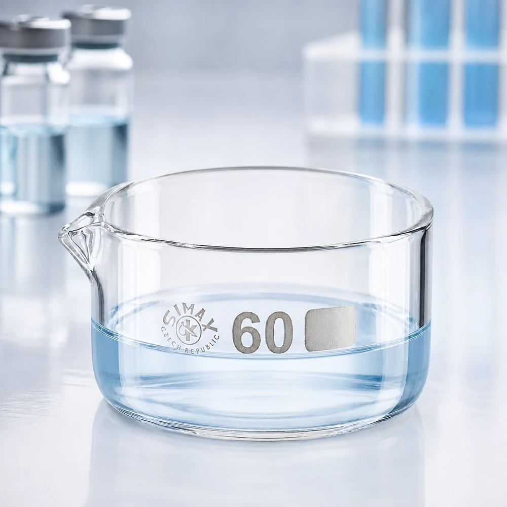 Coupelle en verre 60 ml, coupelle de cristallisation à bord bas et large diamètre, bec verseur, matériel de laboratoire, transparente