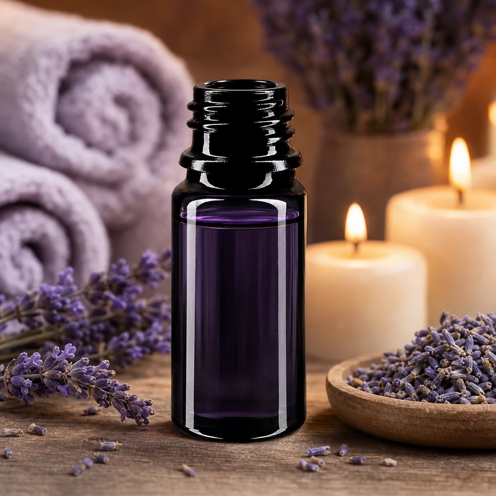 Flacon en verre violet 5 ml DIN18 (verre Miron) Flacon pratique Miron en verre violet 5ml - parfait pour les voyages et les applications mobiles