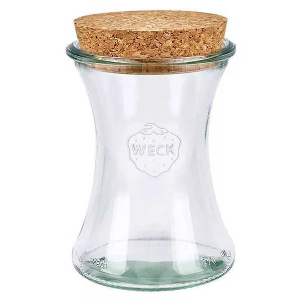 370ml bocal tulipe WECK RR80 avec bouchon nature WECK Pot tulipe 370ml RR80 avec bouchon en liège naturel Couvercle Pot de conservation transparent