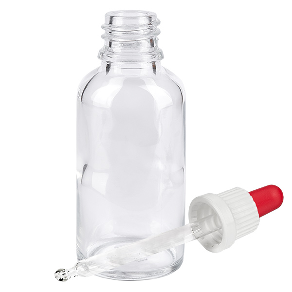 Flacon à pipette 30ml blanc/rouge OV ClearL. UT18/30