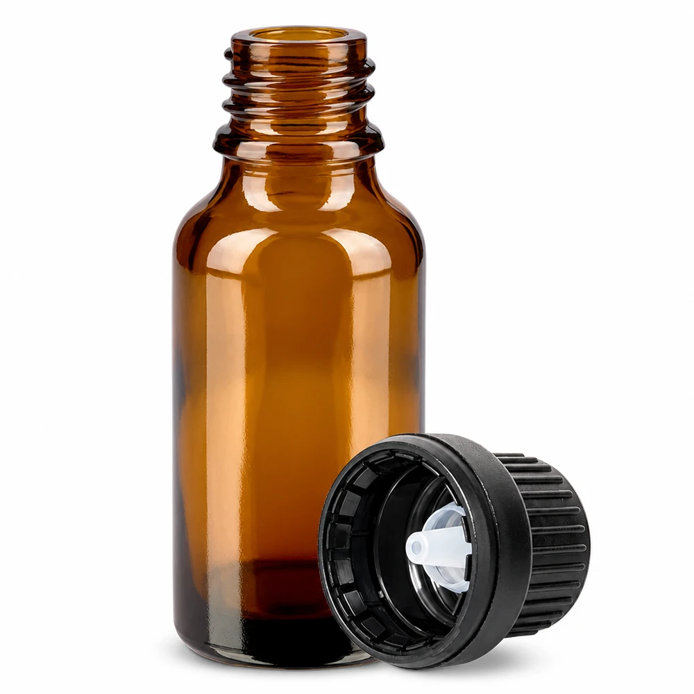 20ml goutte à goutte. 2mm noir OV BrownLine UT18/20 Flacon compte-gouttes pratique en verre brun de 20 ml avec compte-gouttes fin de 2 mm pour un dosage précis