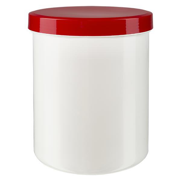 Pot à onguent blanc 1000 g avec couvercle rouge (PP)