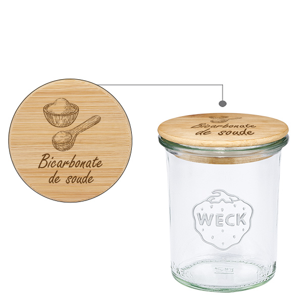 Coffret en bois « Bicarbonate de soude » avec verre renversé