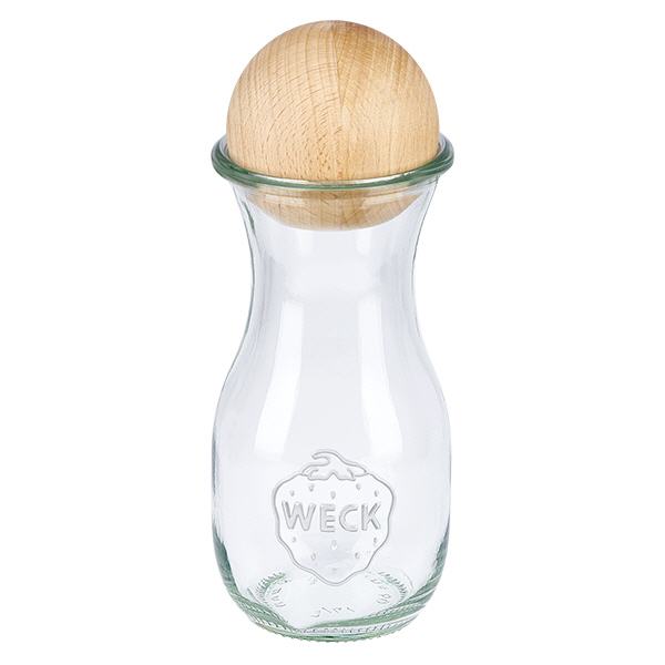 290ml Bouteille à jus de fruits WECK RR60 avec boule en bois en hêtre