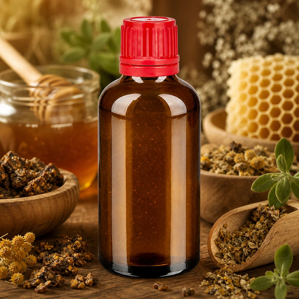 Flacon 50ml 11mm SV rouge OV BrownLine UT18/50 Bouteille médicale de 50 ml en verre anti-UV avec bouchon de sécurité enfant rouge