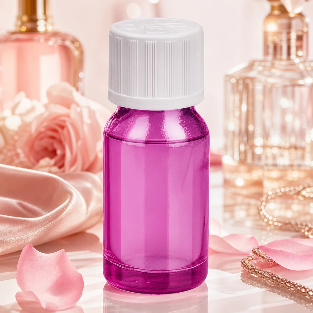 Flacon compte-gouttes violet 10ml avec filetage UT18/10 pour un stockage sûr des essences