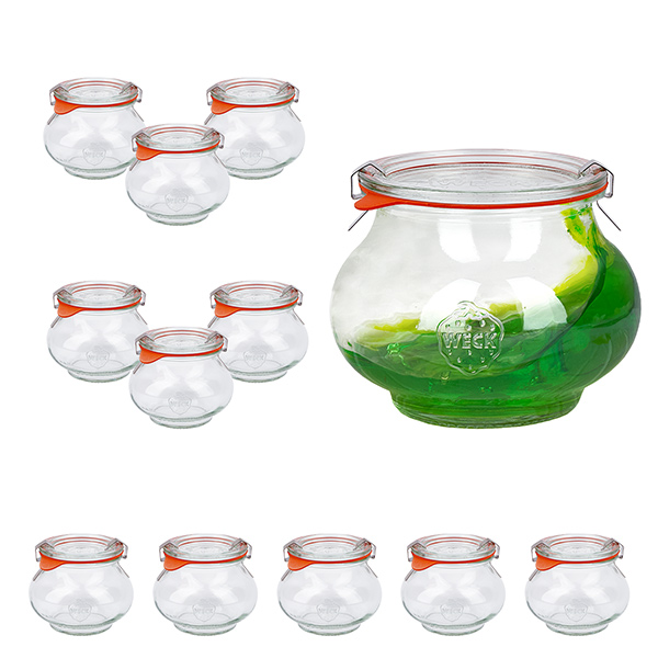12 pots Weck 220ml verres à bijoux, 1/4L verres renversés m