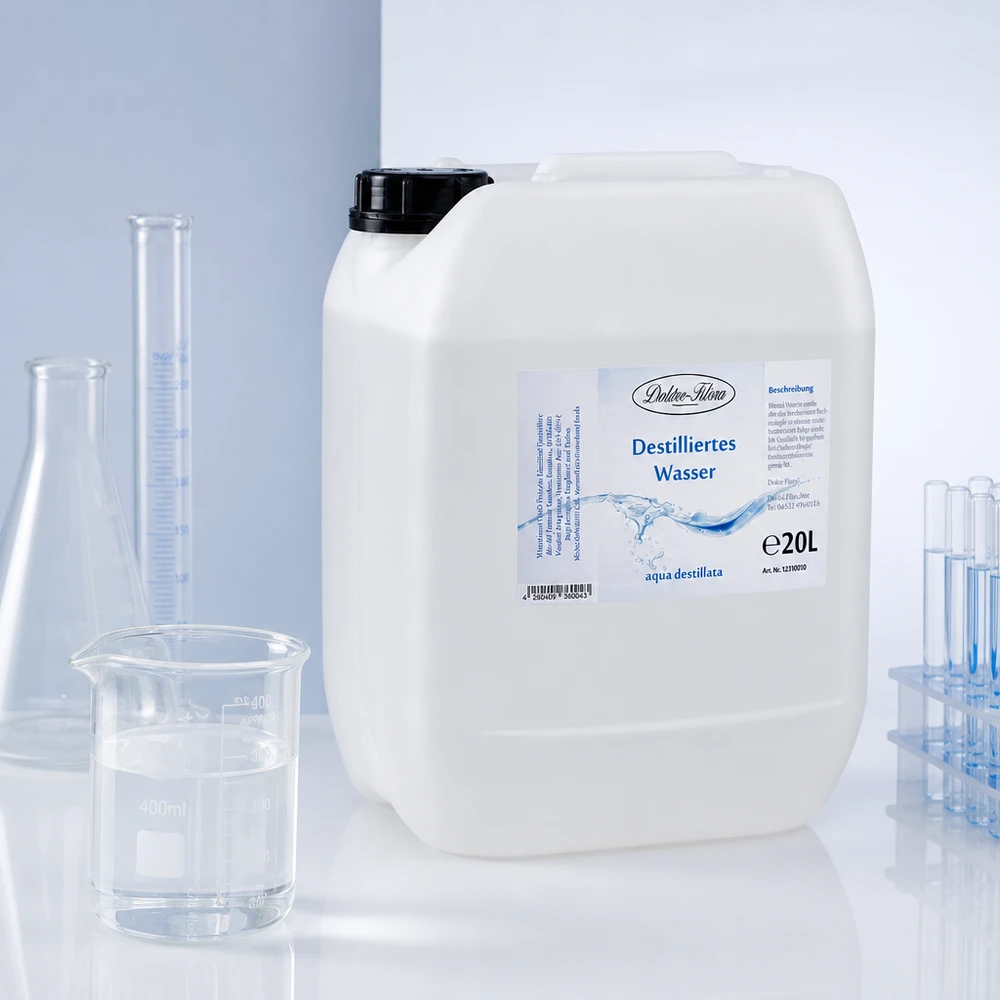 Eau distillée Doktor Klaus - Aqua dest 20 litres en jerrican premium teinte naturelle Doktor-Klaus eau distillée 20 litres pour laboratoire et applications scientifiques
