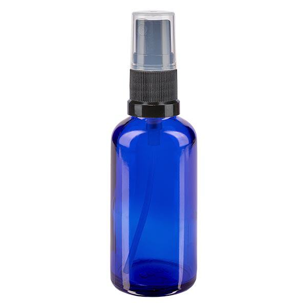 Flacon de pharmacie bleu 50ml embout spray noir Flacon de pharmacie bleu 50ml embout spray noir