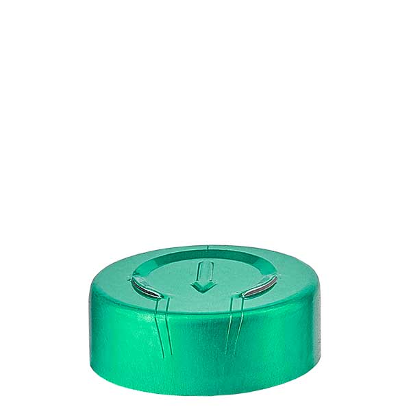 Capuchon à sertir 20,25 x 7,4 mm avec rupture totale, vert Capuchon à sertir 20,25 x 7,4 mm avec rupture totale, vert