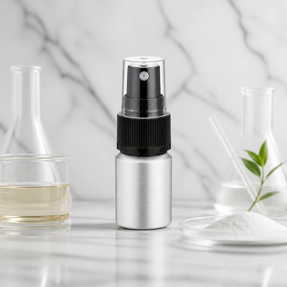 Bouteille en aluminium teinté 10 ml, avec vaporisateur à pompe noir Vaporisateur robuste en aluminium de 10 ml, parfait pour les tailles de voyage et les kits d'essai.
