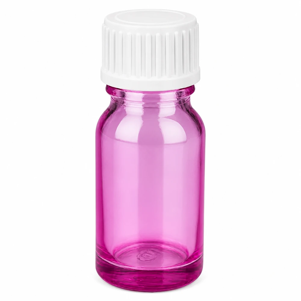 Flacon de 10ml (globules). Bague de coulée 3mm blanc standard PurpleLine. UT18/10 10ml flacon en verre pourpre avec bouchon à vis idéal pour le bricolage cosmétique et les produits naturels