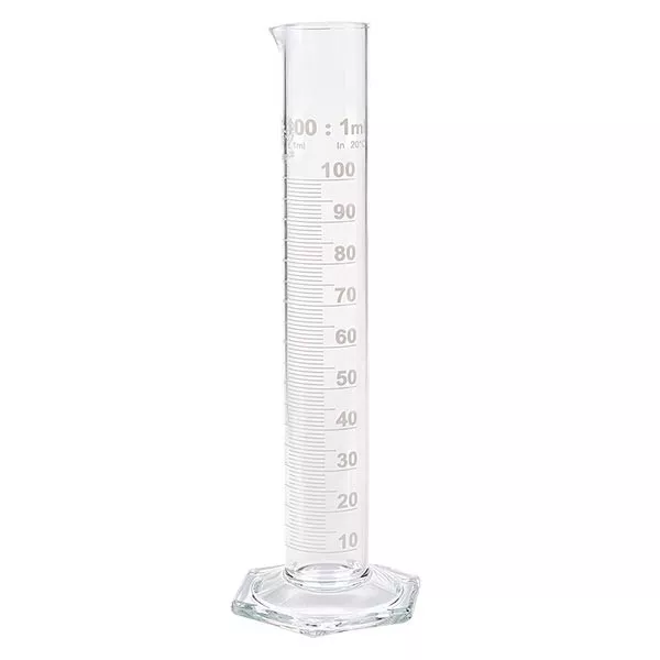 Éprouvette graduée 100 ml, forme haute et graduations blanches, ISO 4788 Éprouvette graduée 100 ml, forme haute et graduations blanches, ISO 4788