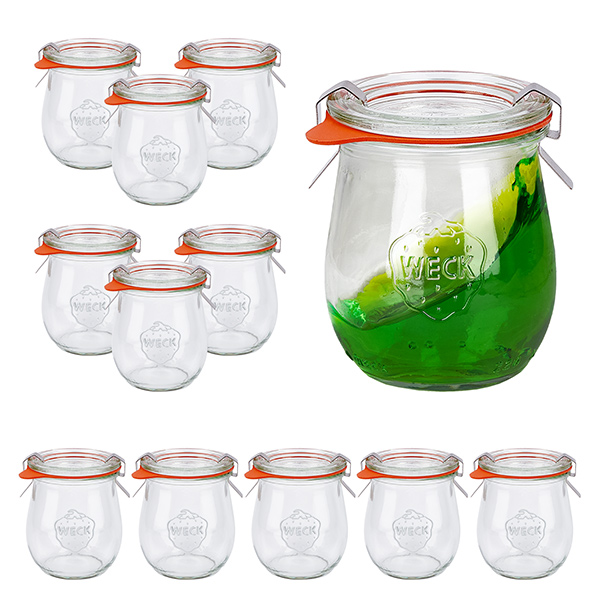 Lot de 12 pots Weck 220 ml pots tulipe avec 12 couvercles en verre,