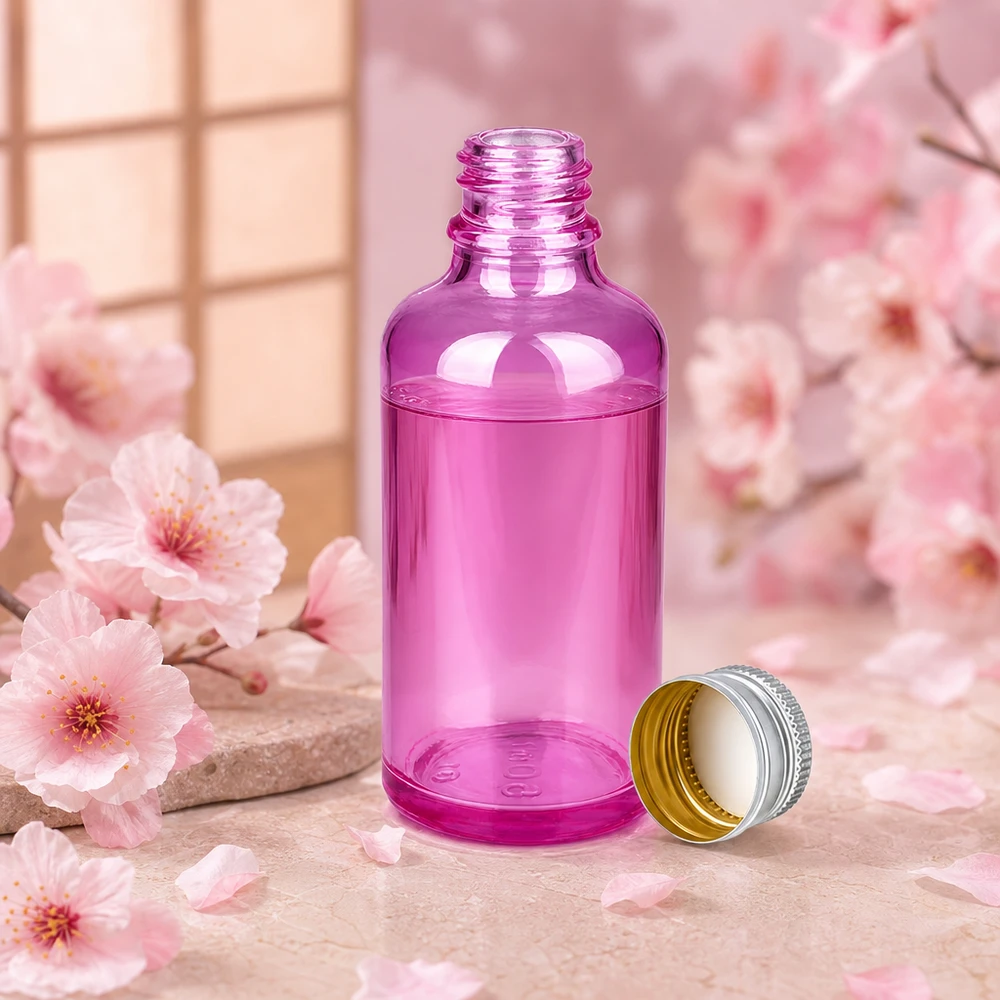 Flacon 50ml bouchon à vis 11mm alu-argent standard PurpleLine.UT18/50 Bouteille en verre violet de 50 ml avec bouchon en aluminium robuste argenté pour une conservation longue durée