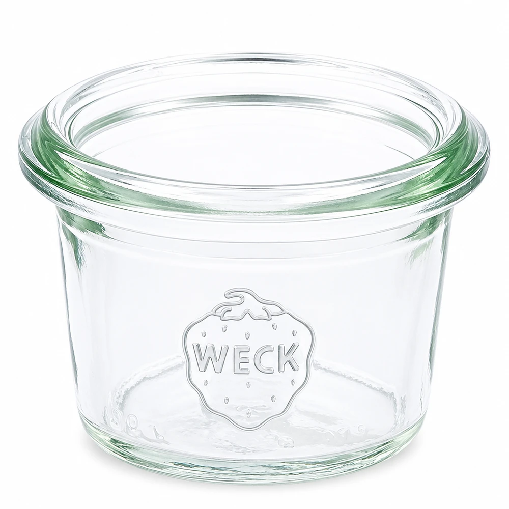 WECK Pot renversé 35ml RR40 en verre transparent avec logo en relief pour la mise en conserve et la conservation