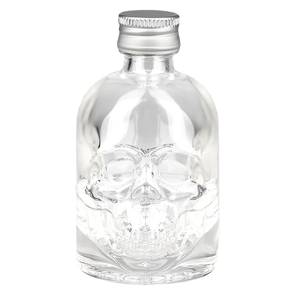 Bouteille en verre 50 ml « Hector » et bouchon à vis argenté UNiTWIST®