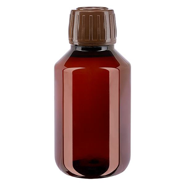 Bouteille PET 100ml avec bouchon marron,bouchon d'inviolabilité