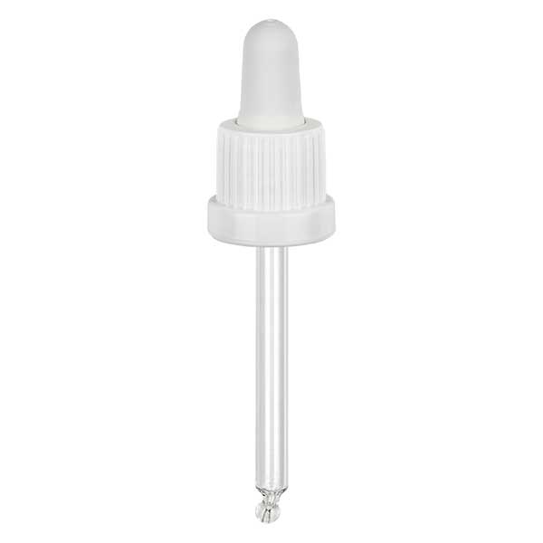 pipette en verre blanc/blanc 18mm, longueur 66 inviolable pipette en verre blanc/blanc 18mm, longueur 66 inviolable