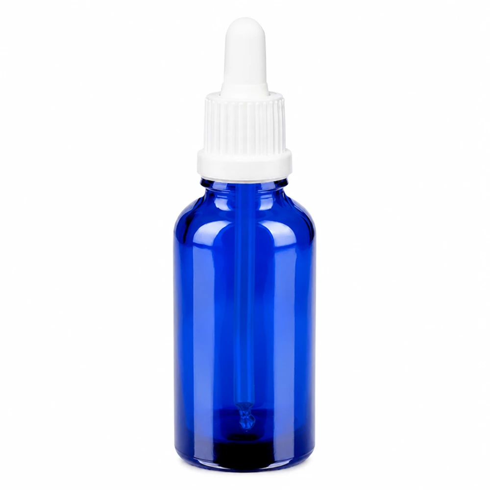 Flacon à pipette 30ml blanc OV BlueLine UT18/30 Flacon à pipette de haute qualité 30ml verre bleu cobalt compte-gouttes blanc BlueLine UT18 DIN18