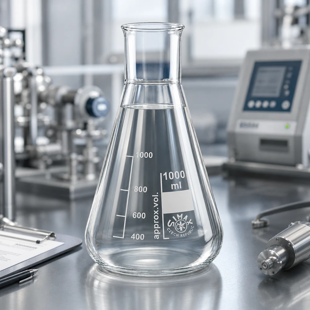 Erlenmeyer 1000ml col large, verre borosilicate