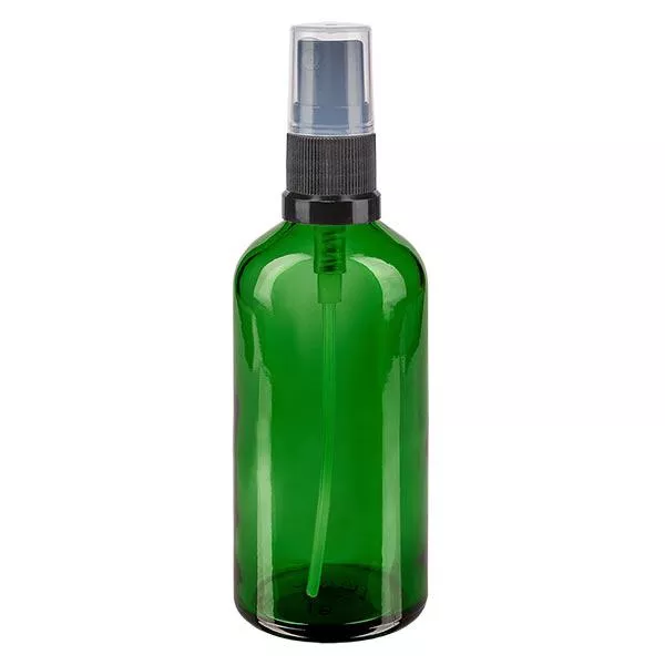 Flacon à pharmacie vert 100ml embout vaporisateur noir Flacon à pharmacie vert 100ml embout vaporisateur noir