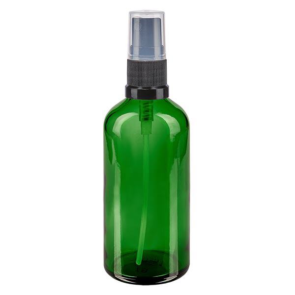 Flacon à pharmacie vert 100ml embout vaporisateur noir